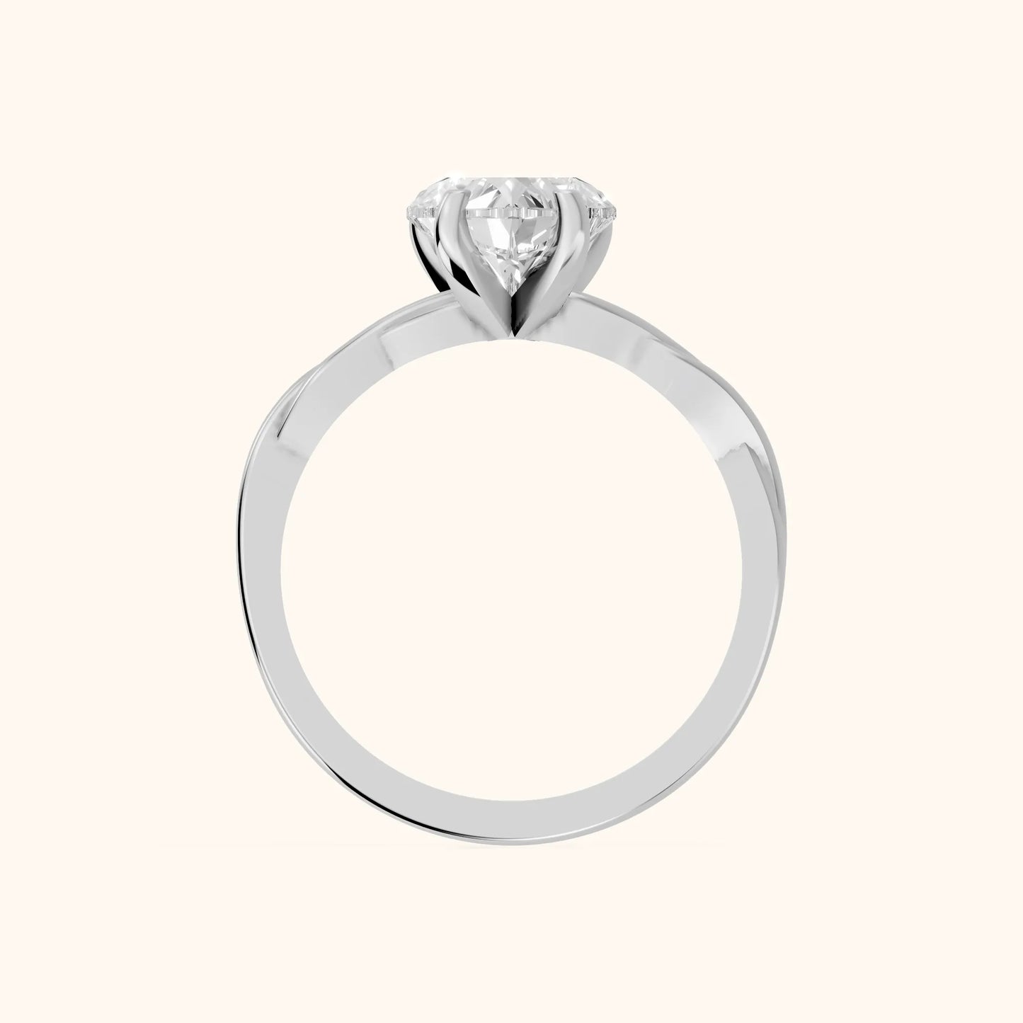 Iris Twist Heart Diamond Engagement Ring in White Gold - FingerView