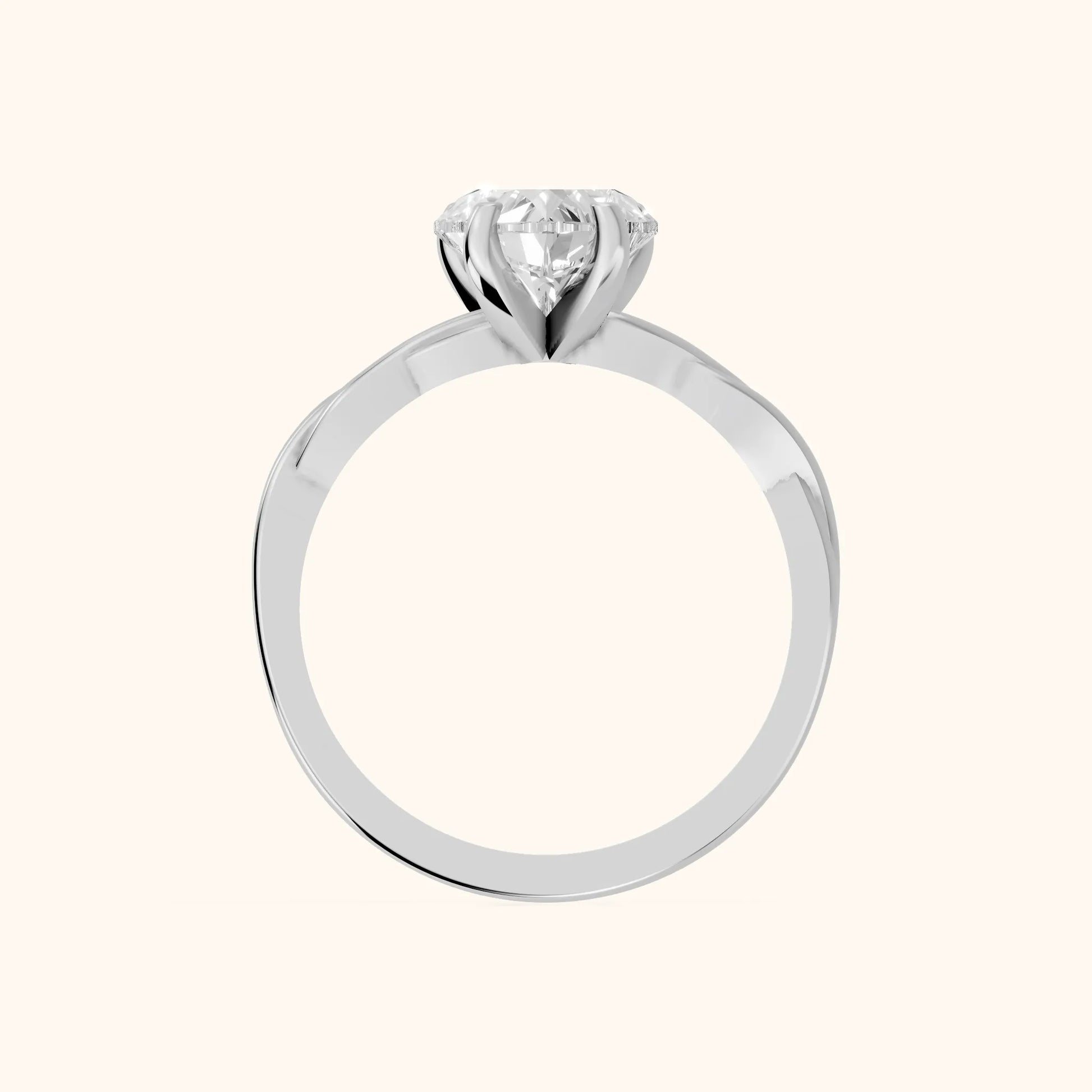 Iris Twist Heart Diamond Engagement Ring in White Gold - FingerView