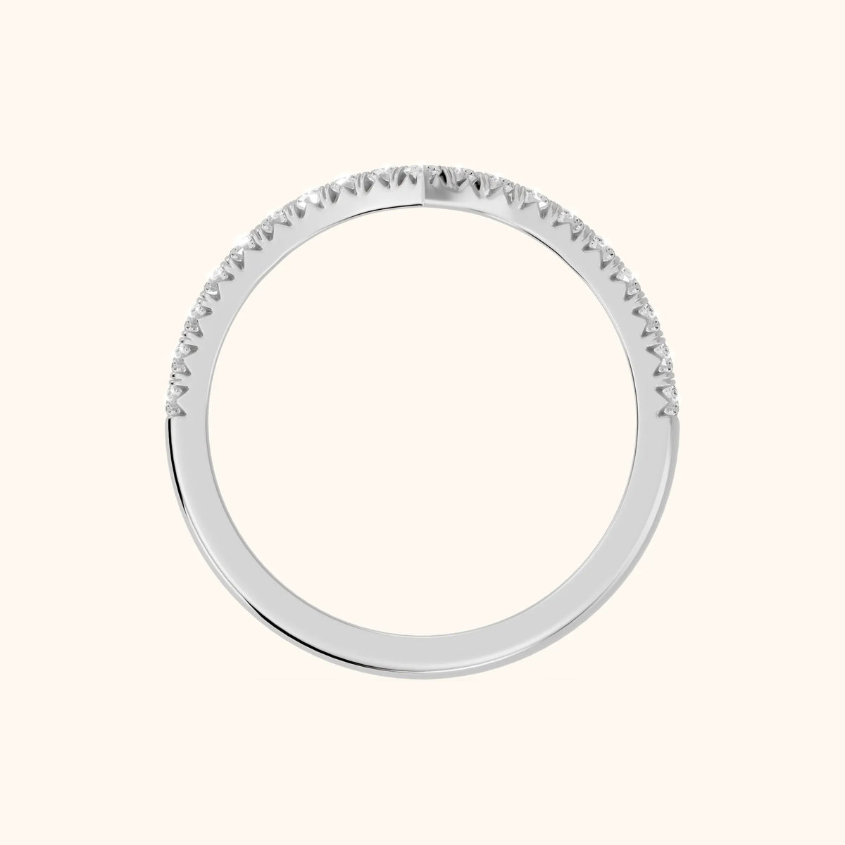 Melia Contour Pavé Round Diamond Stackable Ring in Platinum - FingerView