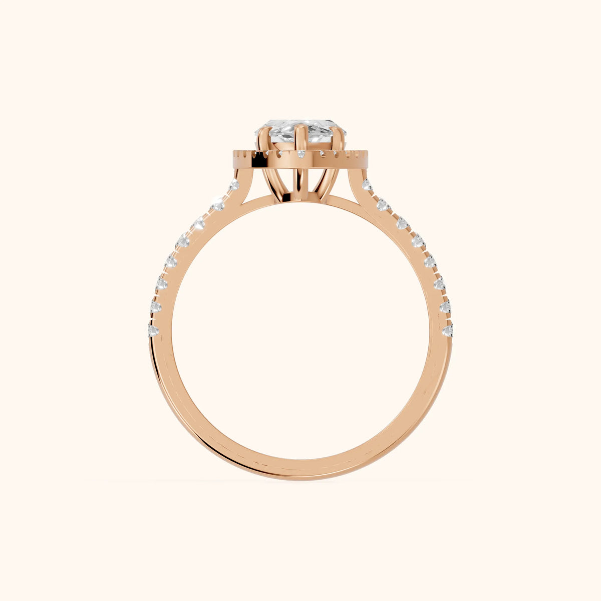 Mabel Halo French Pavé Marquise Diamond Engagement Ring in Rose Gold - FingerView.webp
