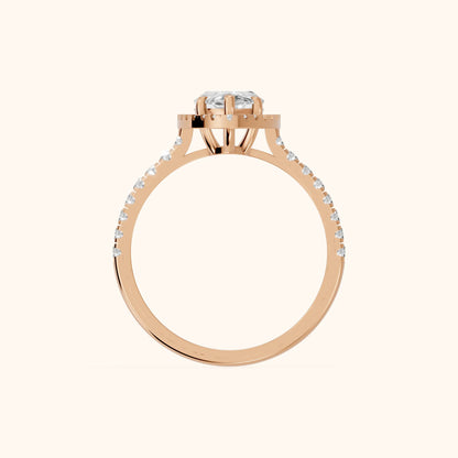 Mabel Halo French Pavé Marquise Diamond Engagement Ring in Rose Gold - FingerView.webp