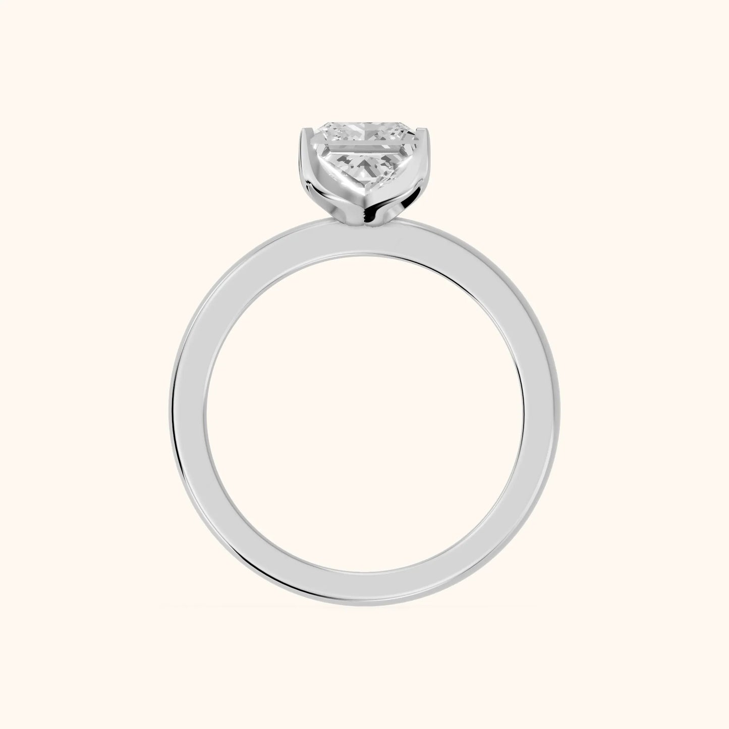 Serena Blossom Solitaire Princess Diamond Engagement Ring in White Gold - FingerView