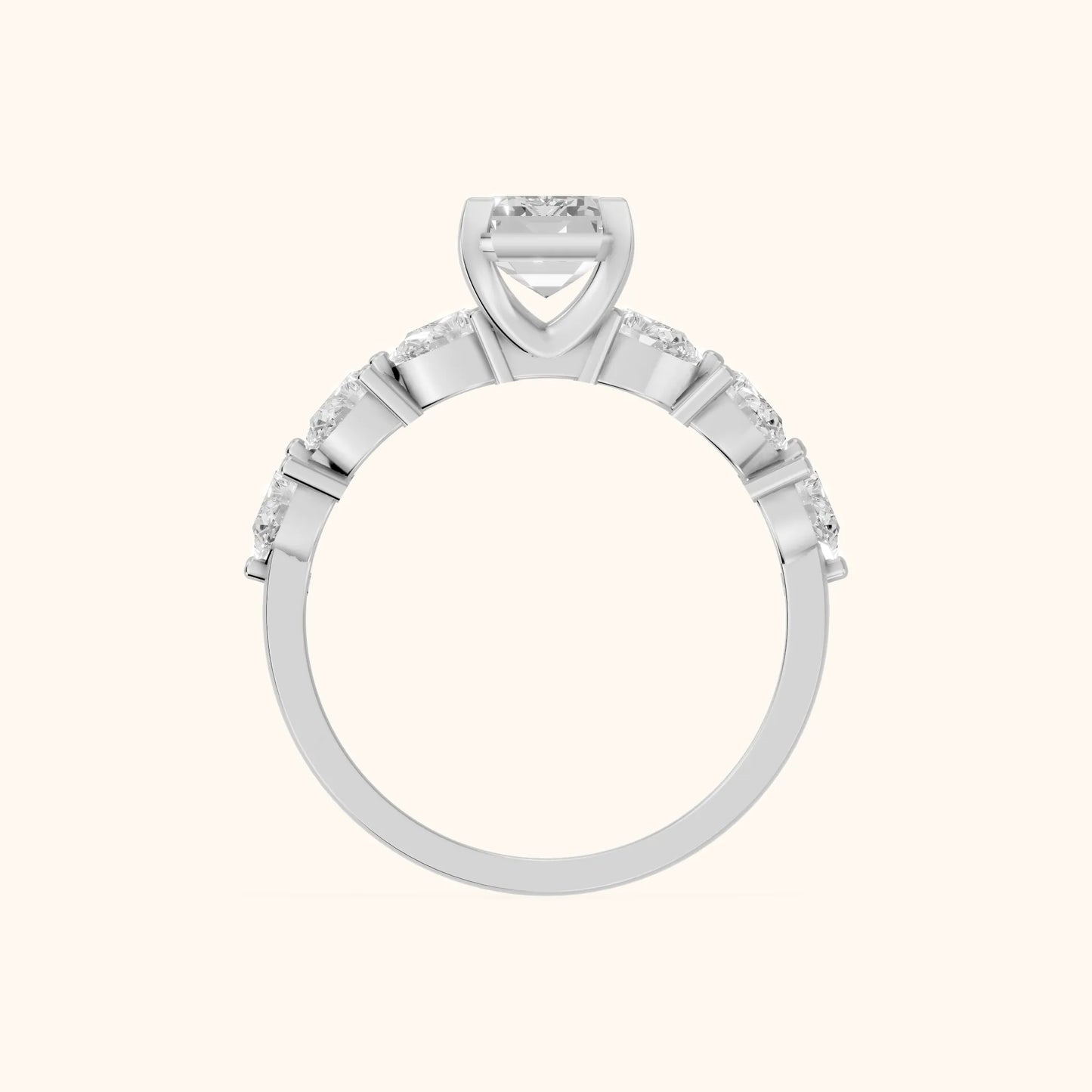 Iris Emerald Diamond Bridal Set in Silver - FingerView