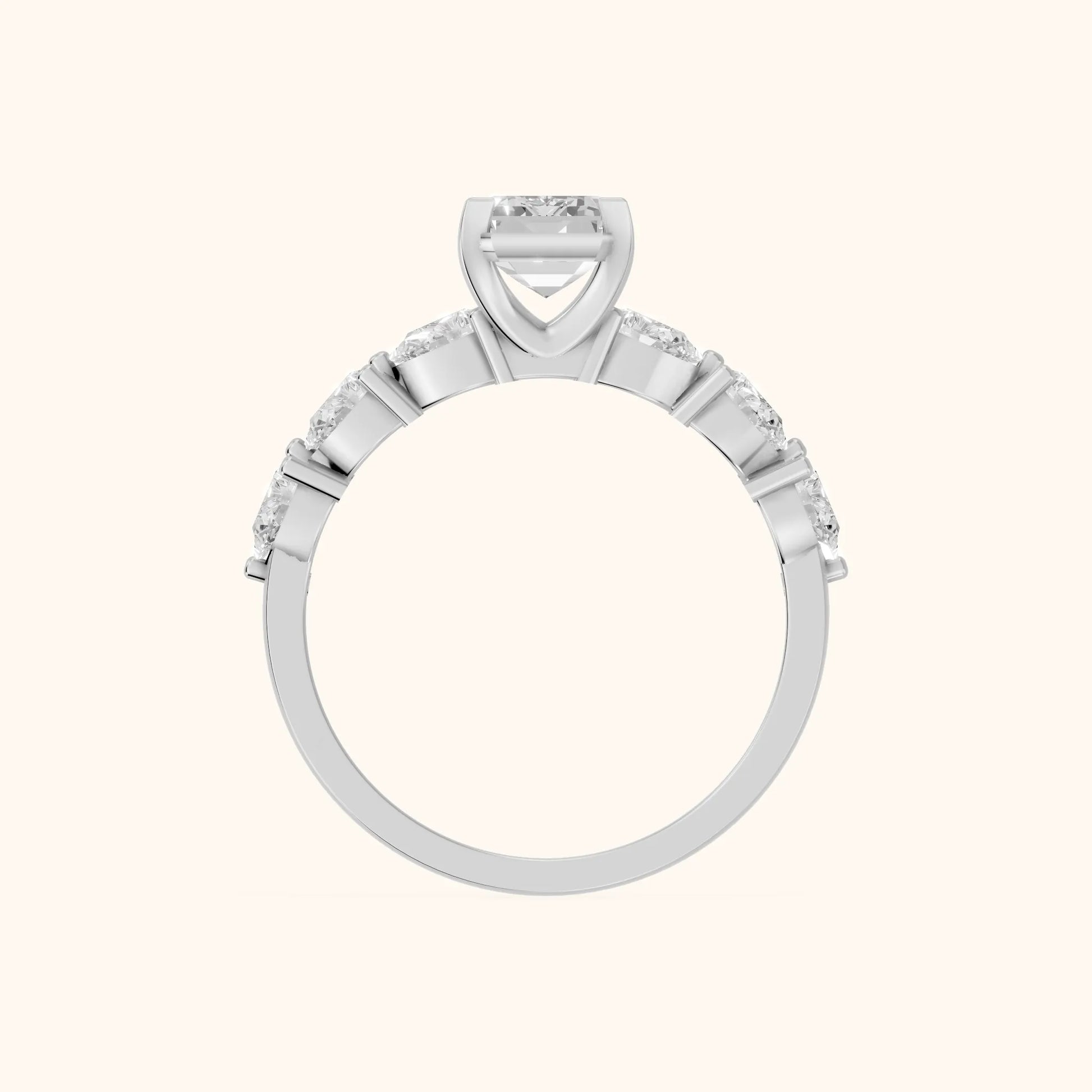 Iris Emerald Diamond Bridal Set in Silver - FingerView