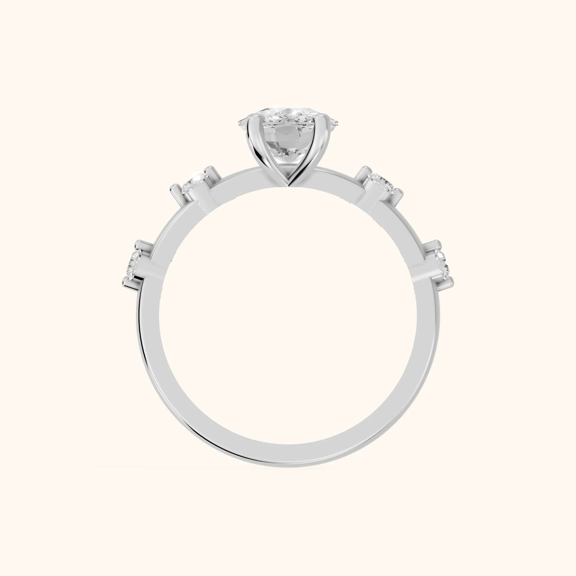 Elena Radiance Solitaire Cushion Diamond Engagement Ring in Platinum - FingerView