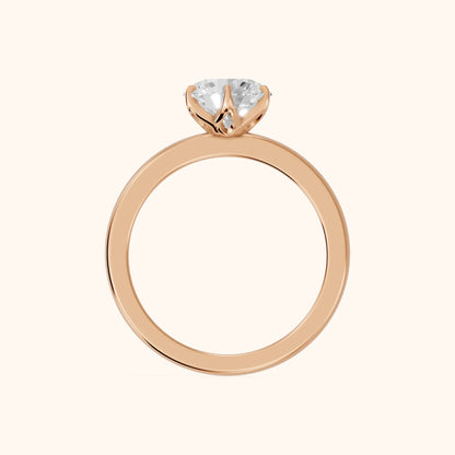 Serena Blossom Solitaire Round Diamond Engagement Ring in Rose Gold - FingerView