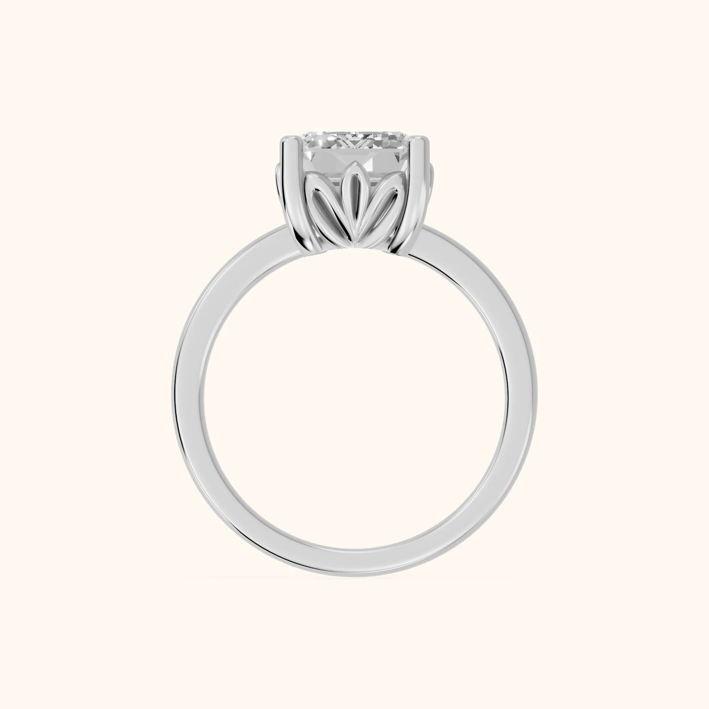 Emerald Cut Lab Grown Diamond Engagement Ring in White Gold