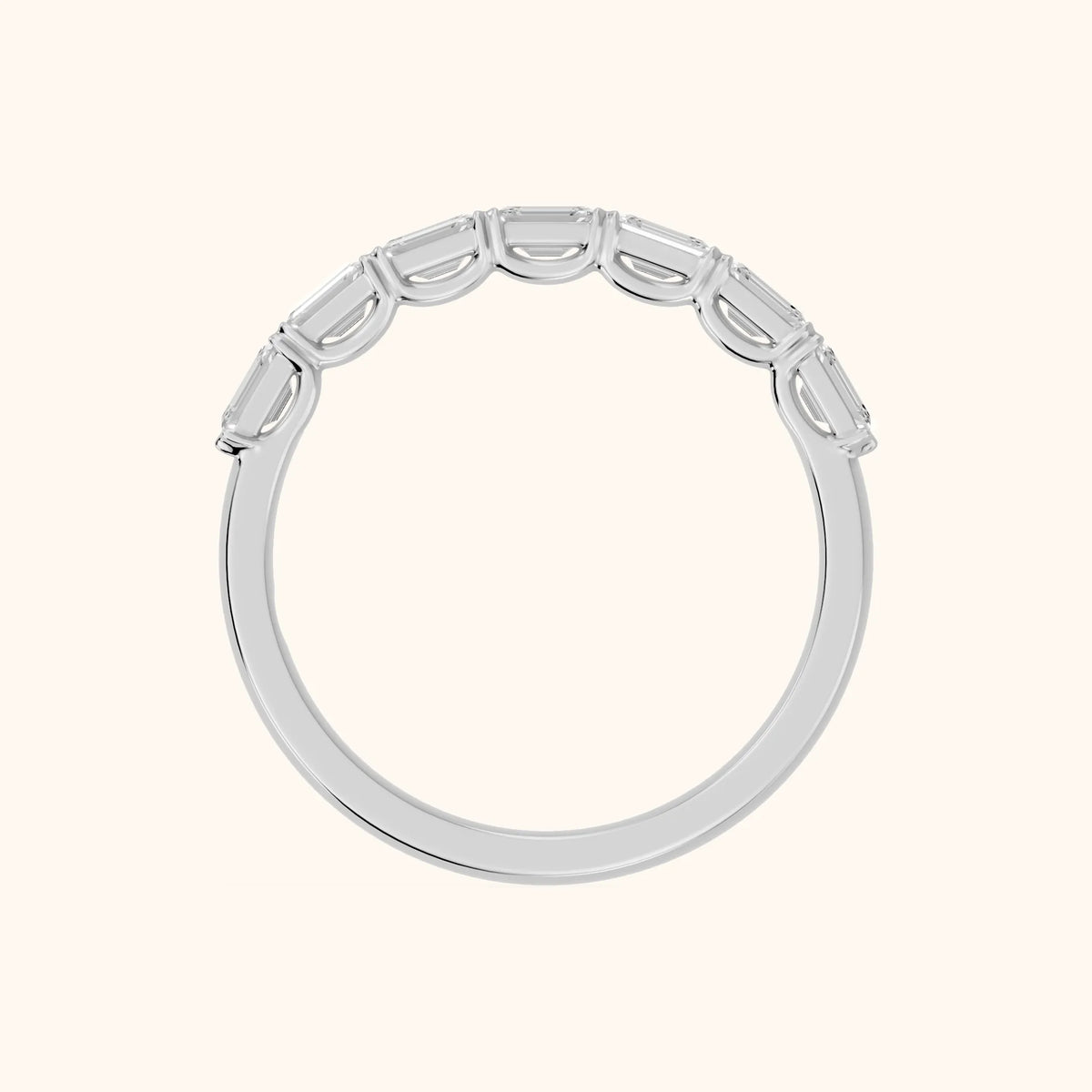 Margot Shared Prong Emerald Diamond Half Eternity Band in White Gold - FingerView