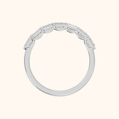 Margot Shared Prong Emerald Diamond Half Eternity Band in White Gold - FingerView
