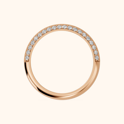 Divya Ridged Dome Round Diamond Half Eternity Band in Rose Gold - FingerView