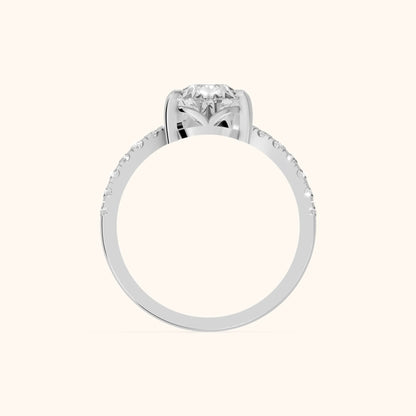 Isabella Legacy Side Stone Pear Diamond Engagement Ring in White Gold - FingerView