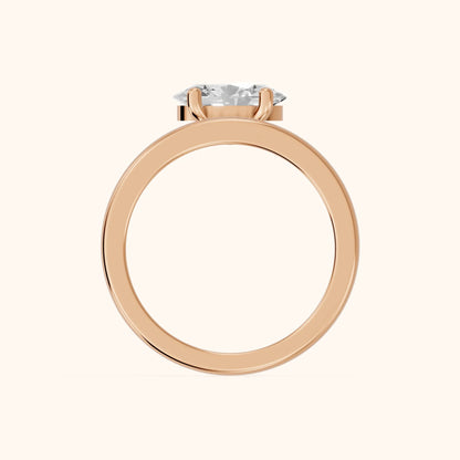 Maisie Four Prong Solitaire Oval Diamond Engagement Ring in Rose Gold - FingerView.webp