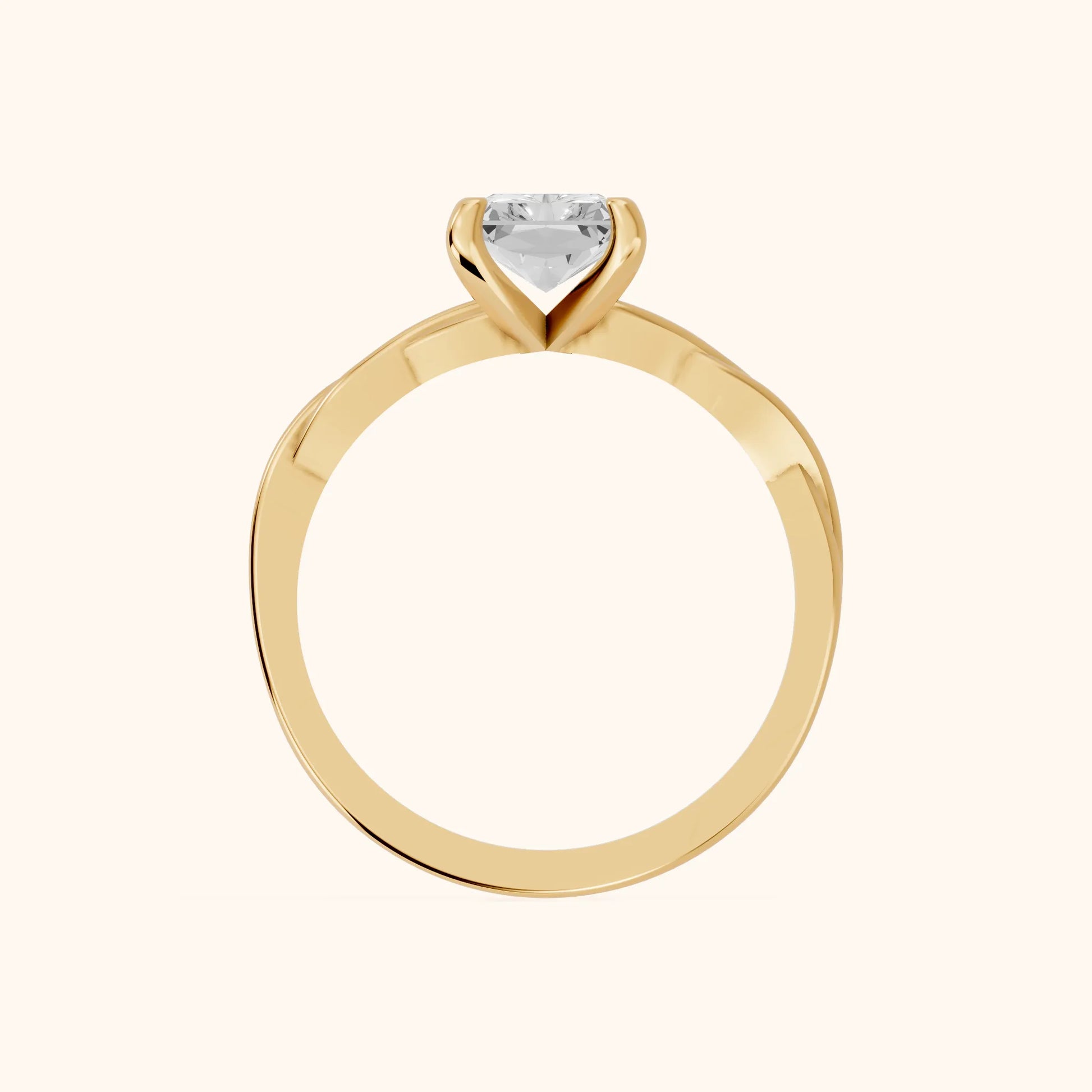 Iris Twist Radiant Diamond Engagement Ring in Yellow Gold - FingerView