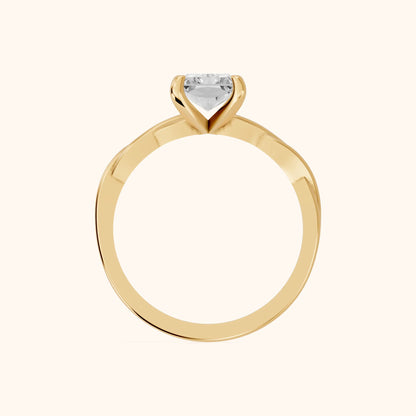 Iris Twist Radiant Diamond Engagement Ring in Yellow Gold - FingerView