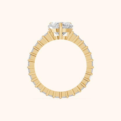 Mallory Shared Prong Heart Diamond Engagement Ring in Yellow Gold - FingerView.webp