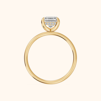 Charlotte Charm Solitaire Asscher Diamond Engagement Ring in Yellow Gold - FingerView