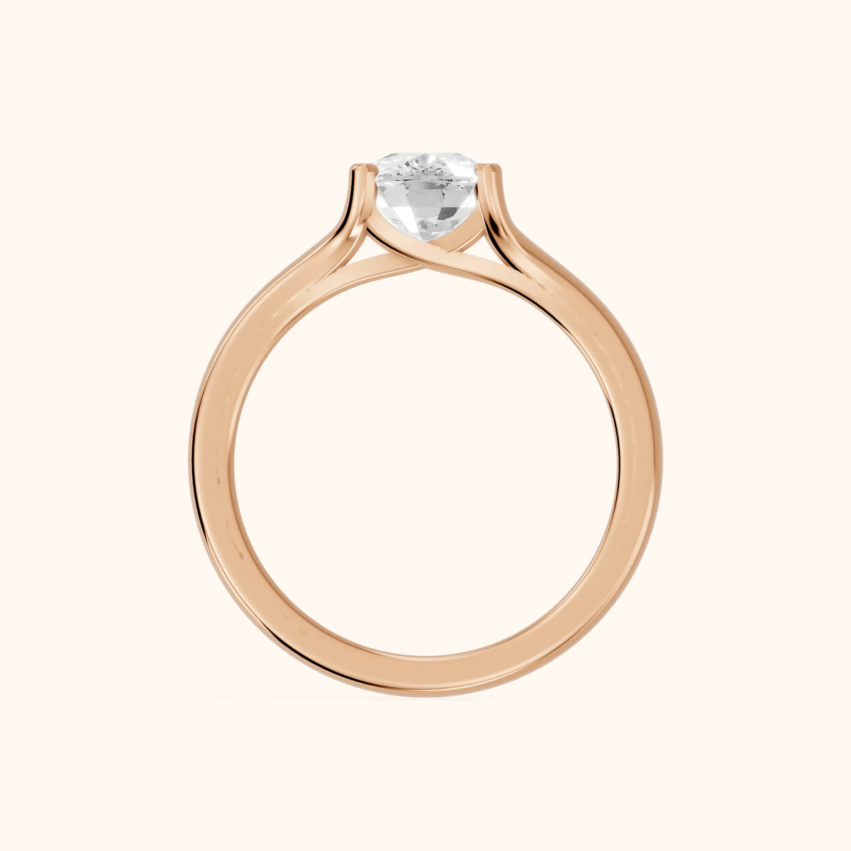Nell Split Shank Solitaire Cushion Diamond Engagement Ring in Rose Gold - FingerView.webp