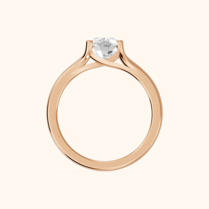 Nell Split Shank Solitaire Cushion Diamond Engagement Ring in Rose Gold - FingerView.webp