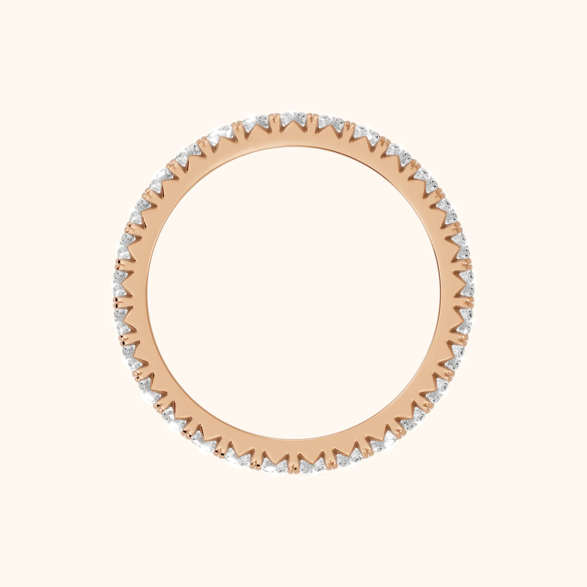Lia French Pavé Round Diamond Eternity Band in Rose Gold - FingerView