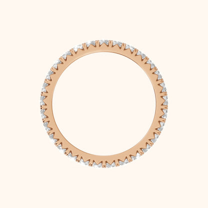 Lia French Pavé Round Diamond Eternity Band in Rose Gold - FingerView