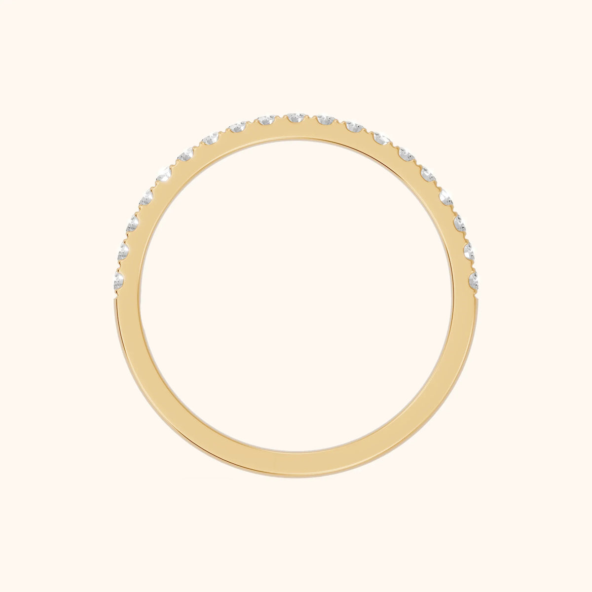 Avani French Pavé Round Diamond Half Eternity Band in Yellow Gold - FingerView