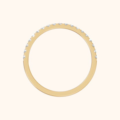 Avani French Pavé Round Diamond Half Eternity Band in Yellow Gold - FingerView