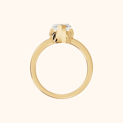 Marquise Cut Lab Grown Diamond Engagement Ring in Yellow Gold