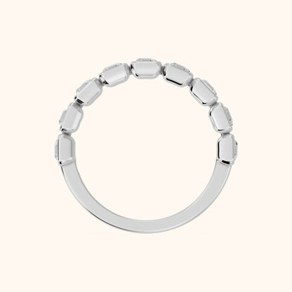 Galia Bezel Asscher Diamond Half Eternity Band in Silver - FingerView