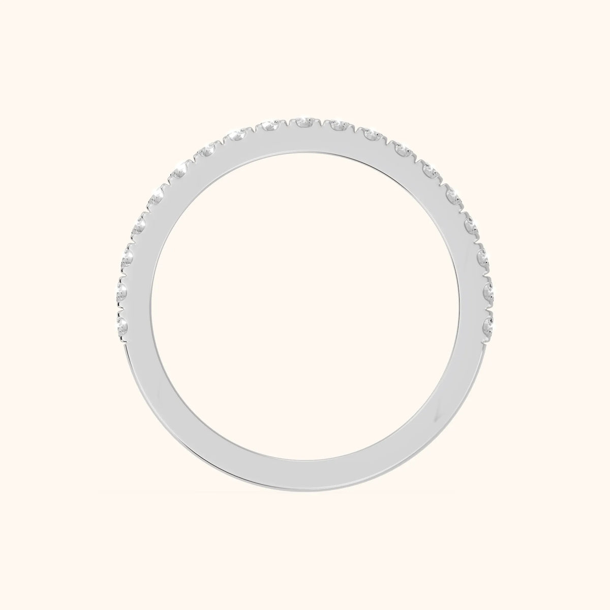 Lisette Pavé Round Diamond Half Eternity Band in Silver - FingerView