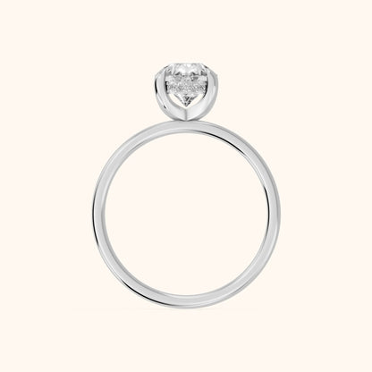 Charlotte Charm Solitaire Pear Diamond Engagement Ring in Silver - FingerView