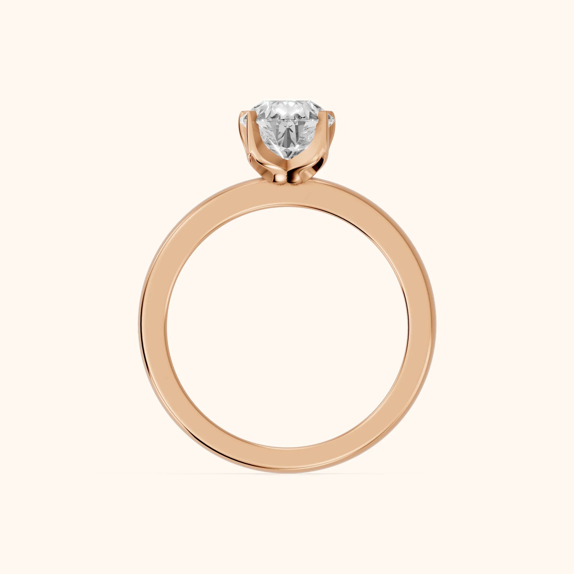 Serena Blossom Solitaire Pear Diamond Engagement Ring in Rose Gold - FingerView