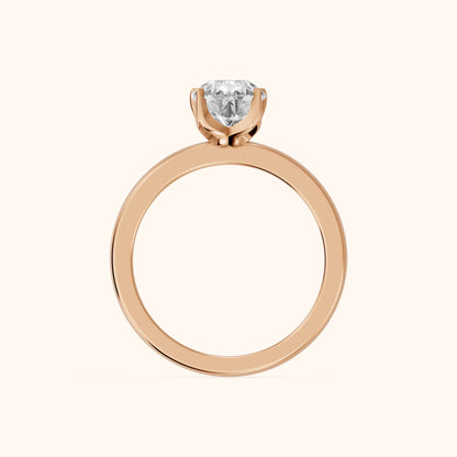 Serena Blossom Solitaire Pear Diamond Engagement Ring in Rose Gold - FingerView
