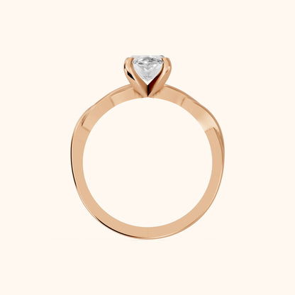 Iris Twist Marquise Diamond Engagement Ring in Rose Gold - FingerView