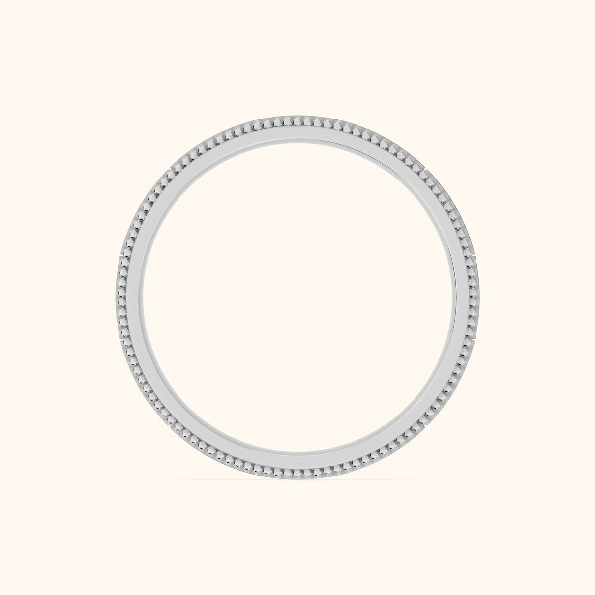 Sylvie Flat Milgrain Wedding Band in White Gold - FingerView