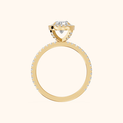 Rosemary Halo Pavé Oval Diamond Engagement Ring in Yellow Gold - FingerView.webp