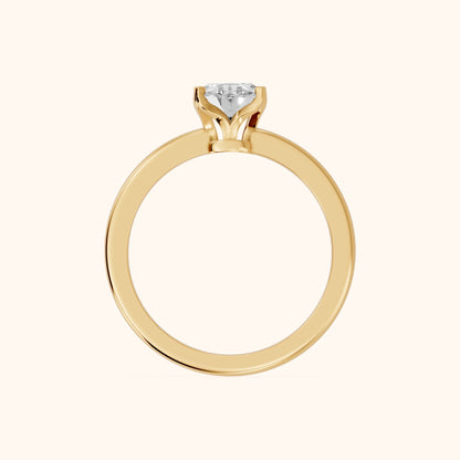Flora Guardian Solitaire Oval Diamond Engagement Ring in Yellow Gold - FingerView