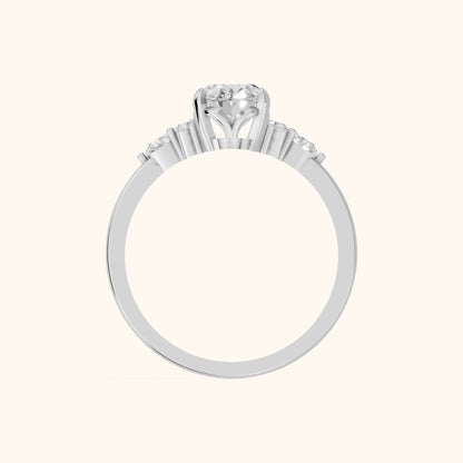 Amelia Three Stone Oval Diamond Engagement Ring in Platinum - FingerView