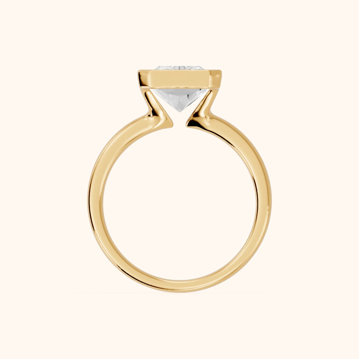 Winslow Partial Bezel Solitaire Radiant Diamond Engagement Ring in Yellow Gold - FingerView.webp