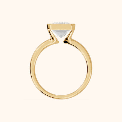 Winslow Partial Bezel Solitaire Radiant Diamond Engagement Ring in Yellow Gold - FingerView.webp