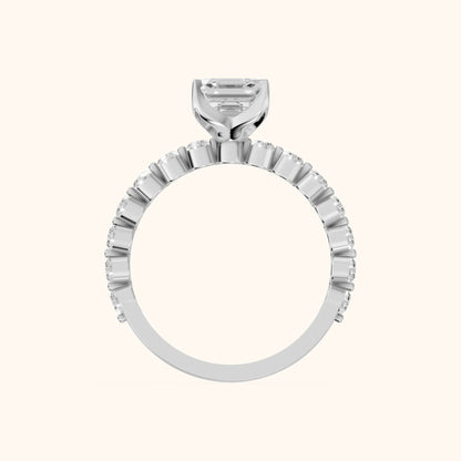 Eleanor Majesty Side Stone Cushion Diamond Engagement Ring in Platinum - FingerView