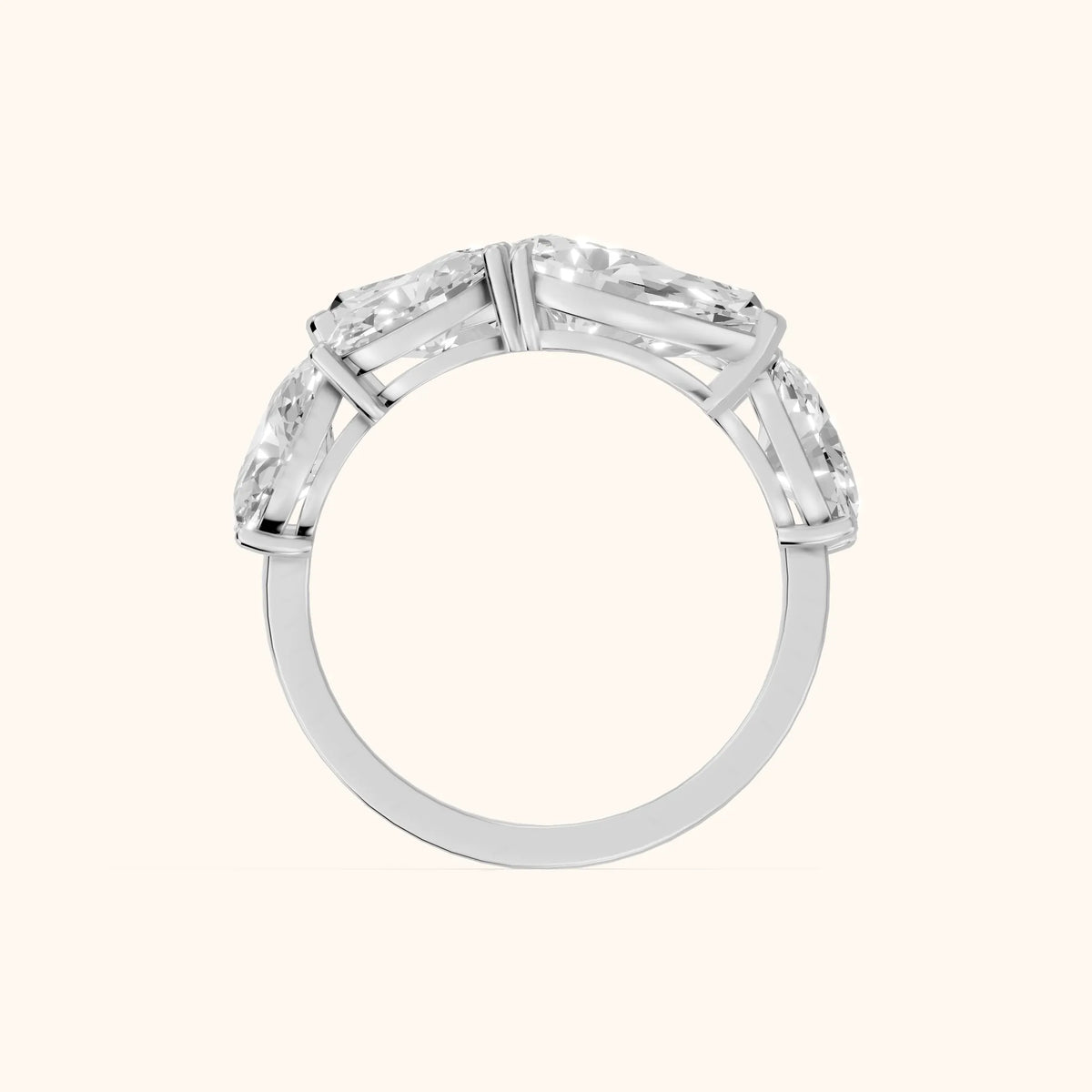 Ines Bypass Pear & Oval Diamond Anniversary Ring in Platinum - FingerView