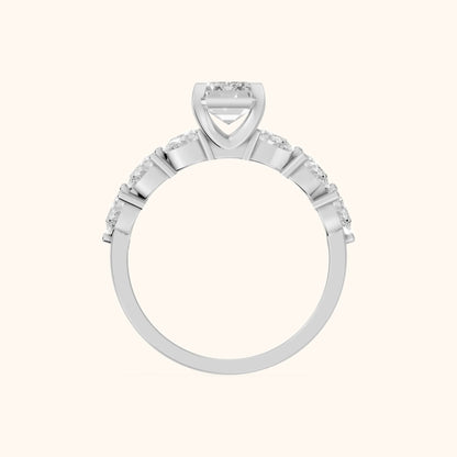 Iris Emerald Diamond Bridal Set in Platinum - FingerView