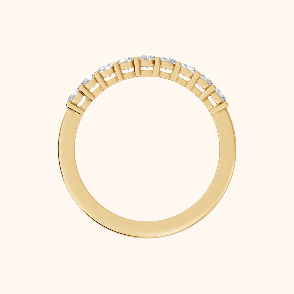 Daniela Shared Prong Round Diamond Half Eternity Band in Yellow Gold - FingerView