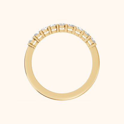 Daniela Shared Prong Round Diamond Half Eternity Band in Yellow Gold - FingerView