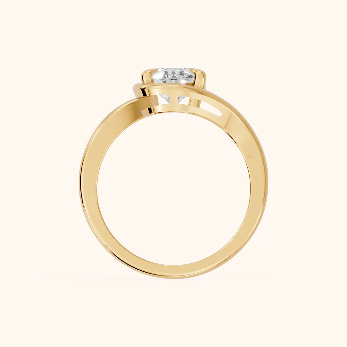 Margaux Bypass Solitaire Oval Diamond Engagement Ring in Yellow Gold - FingerView.webp