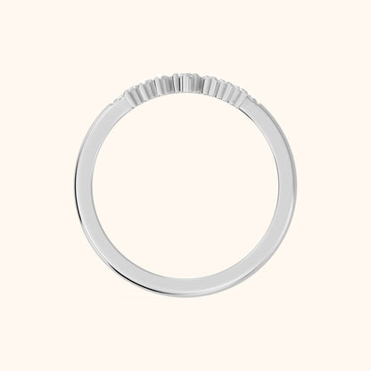 Sabina Curved Round Diamond Anniversary Ring in Silver - FingerView