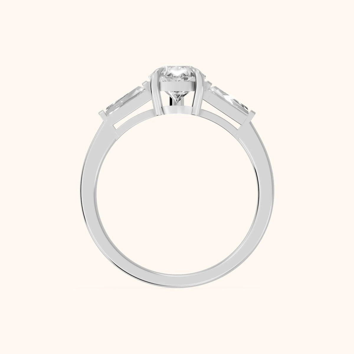Winnie Three-Stone Pear Diamond Engagement Ring in Silver - FingerView.webp