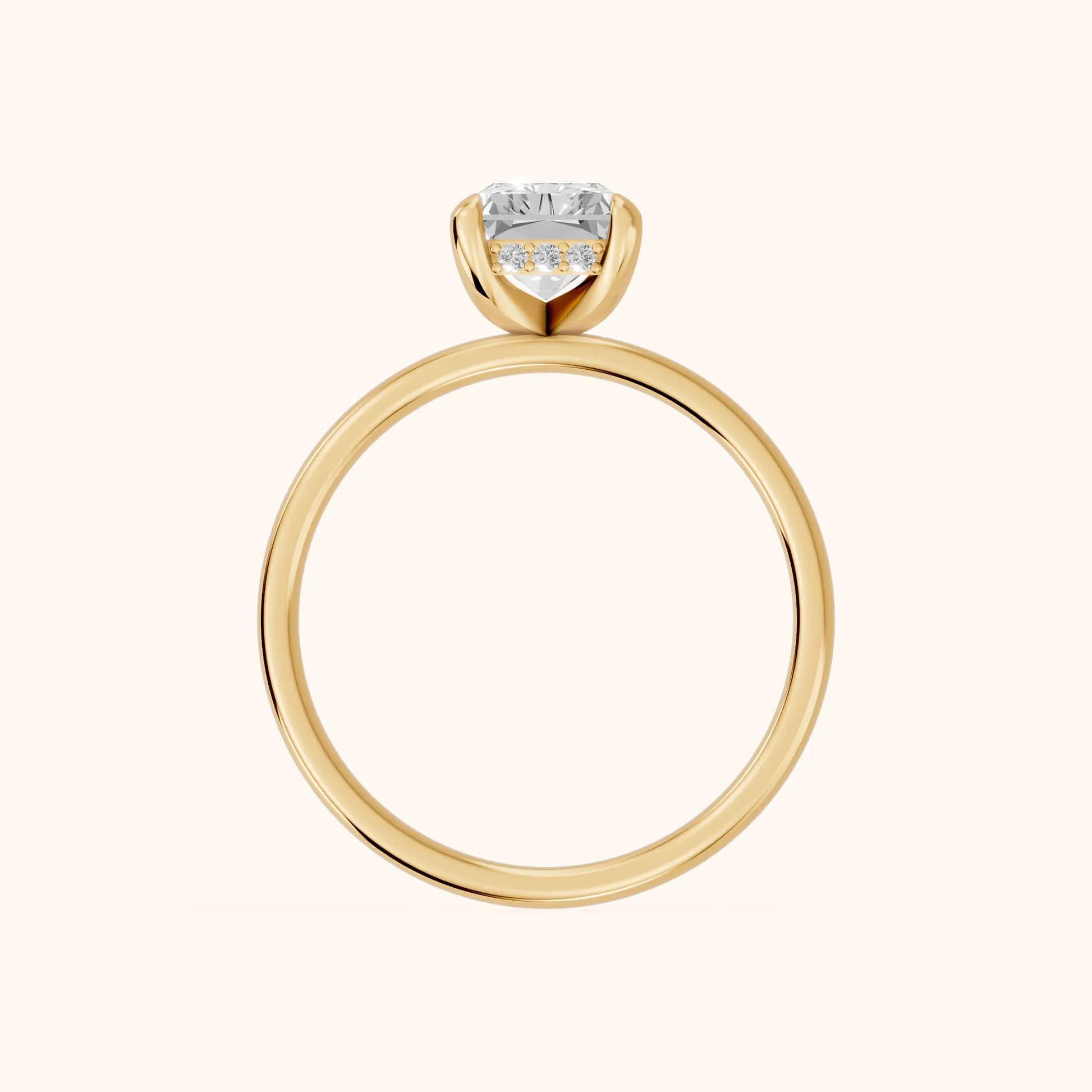 Charlotte Charm Solitaire Radiant Diamond Engagement Ring in Yellow Gold - FingerView