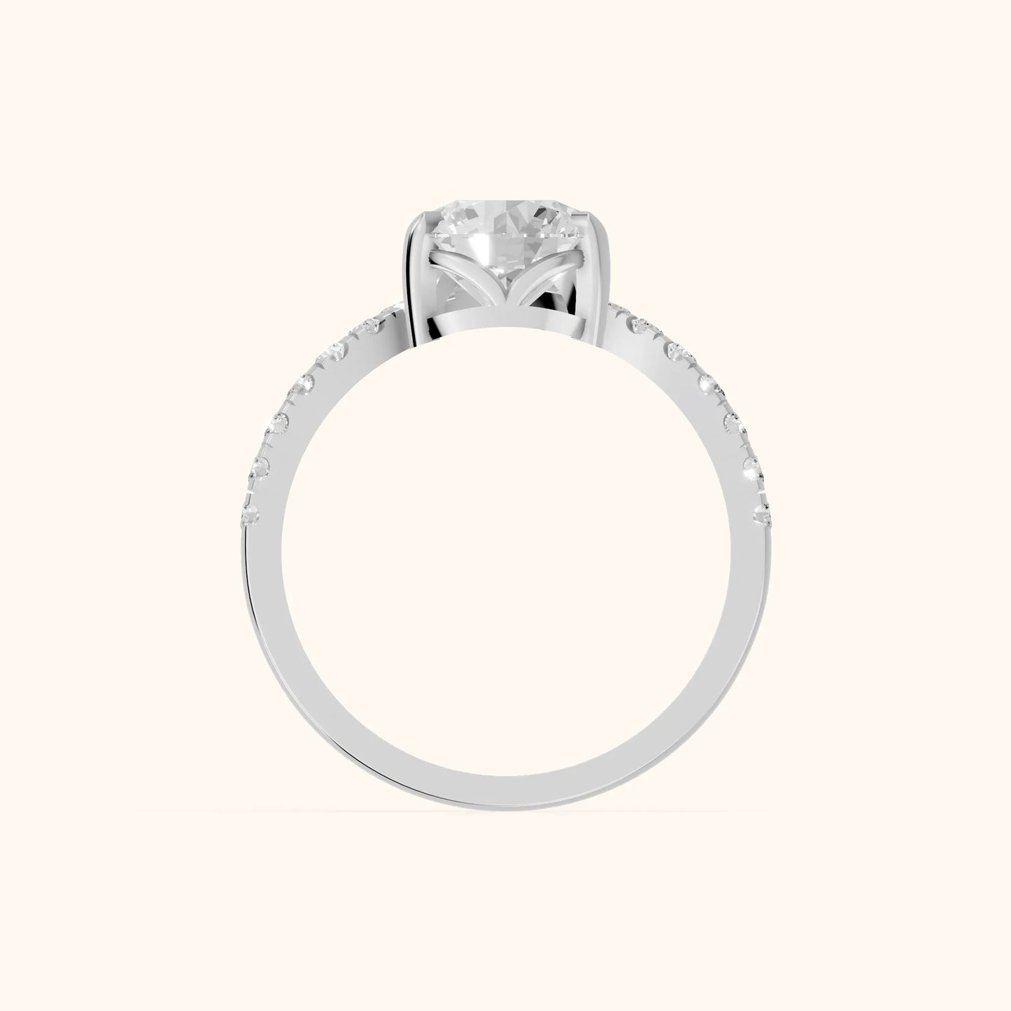 Isabella Legacy Side Stone Round Diamond Engagement Ring in Silver - FingerView