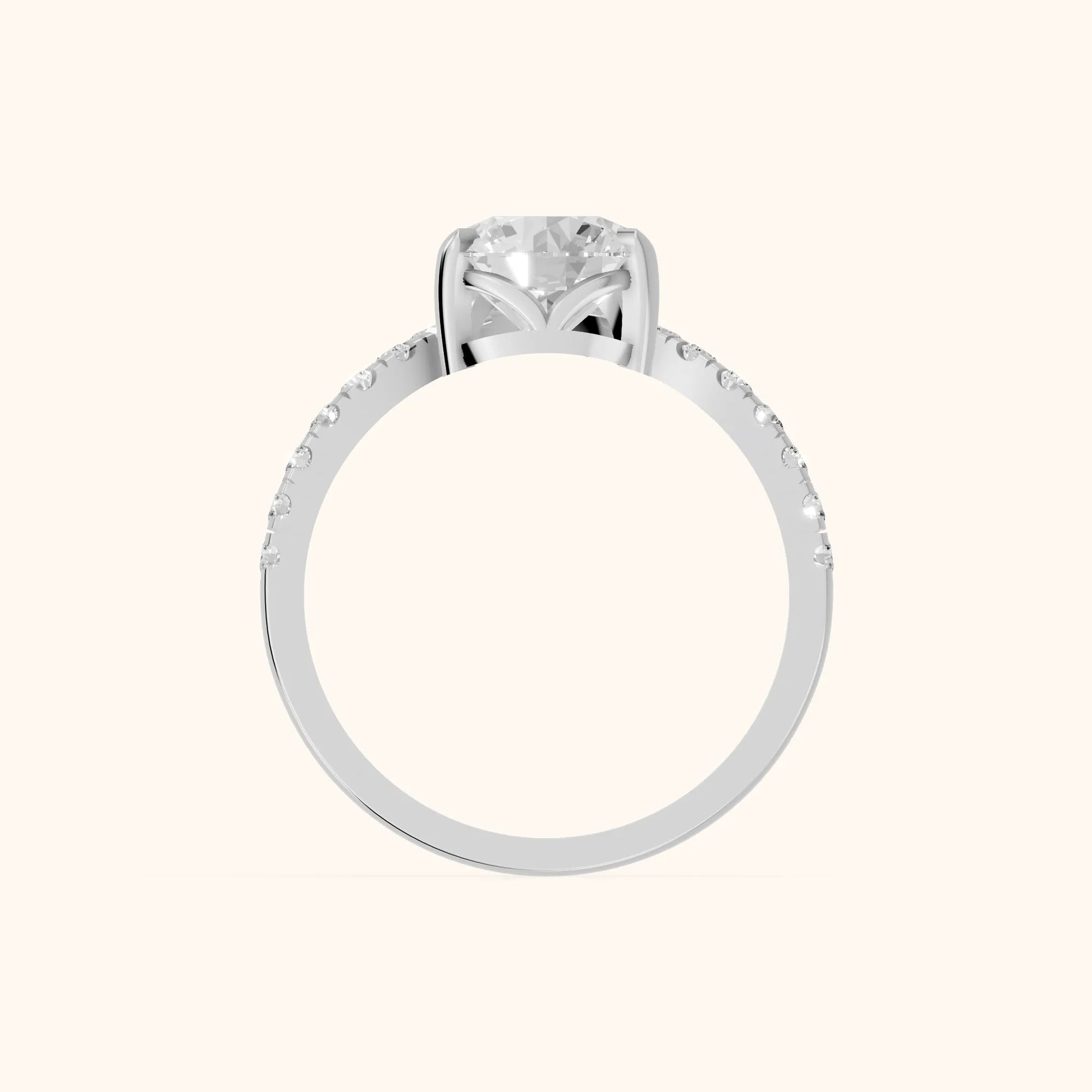 Isabella Legacy Side Stone Round Diamond Engagement Ring in Silver - FingerView
